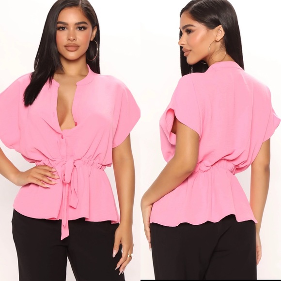 Tops - New fashion nova pink waist tie blouse size small